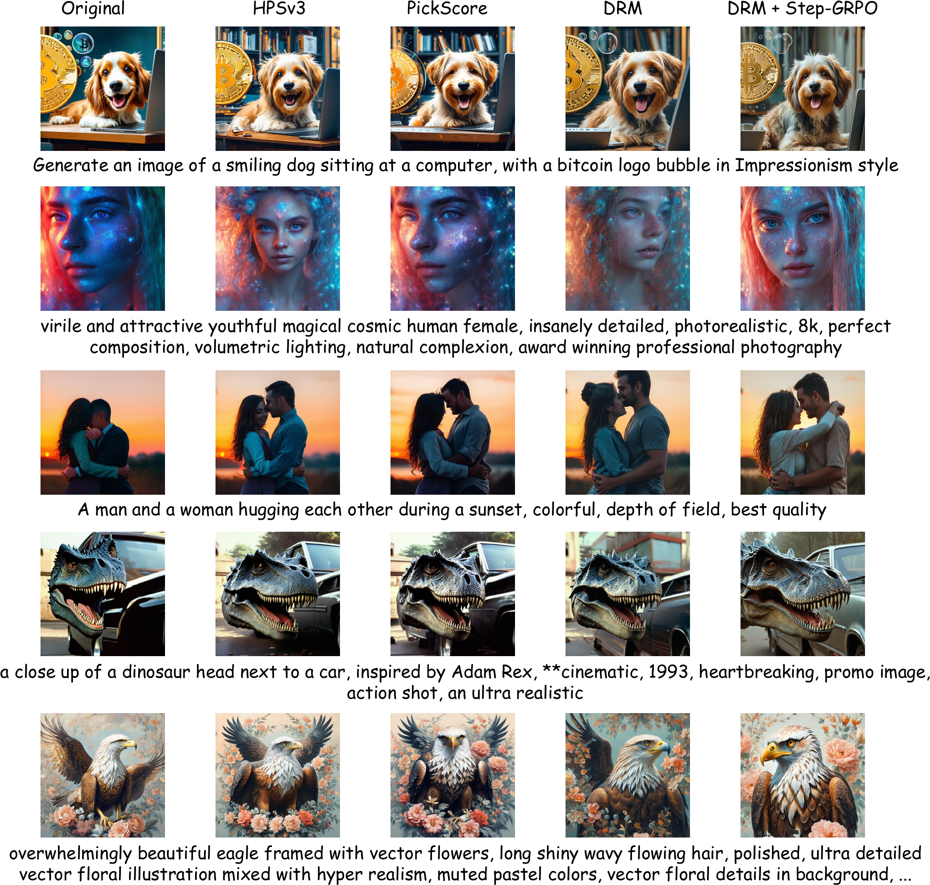 Qualitative comparison across reward models